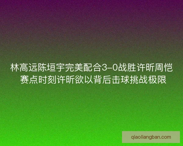 林高远陈垣宇完美配合3-0战胜许昕周恺 赛点时刻许昕欲以背后击球挑战极限