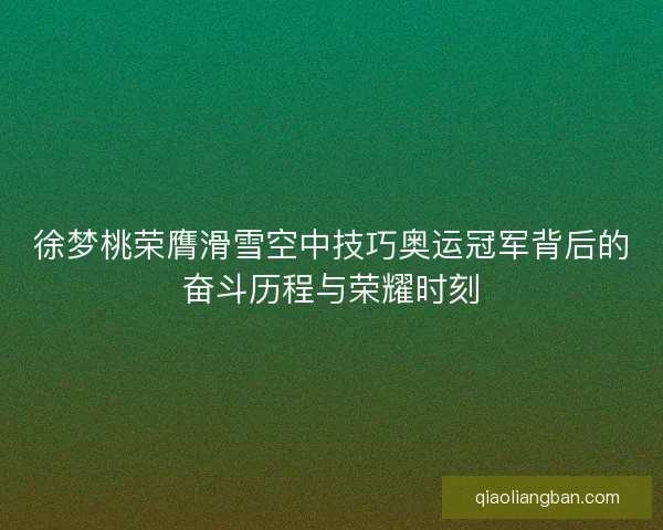 徐梦桃荣膺滑雪空中技巧奥运冠军背后的奋斗历程与荣耀时刻 徐梦桃荣膺滑雪空中技巧奥运冠军背后的奋斗历程与荣耀时刻